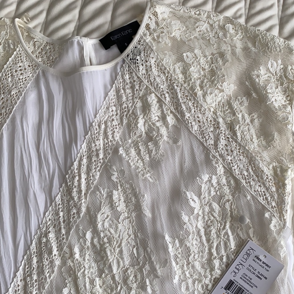 Karen Kane White Lace Top Size Small - Picture 7 of 10